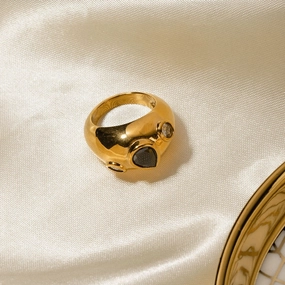 Stainless Steel Black Diamond Ring 