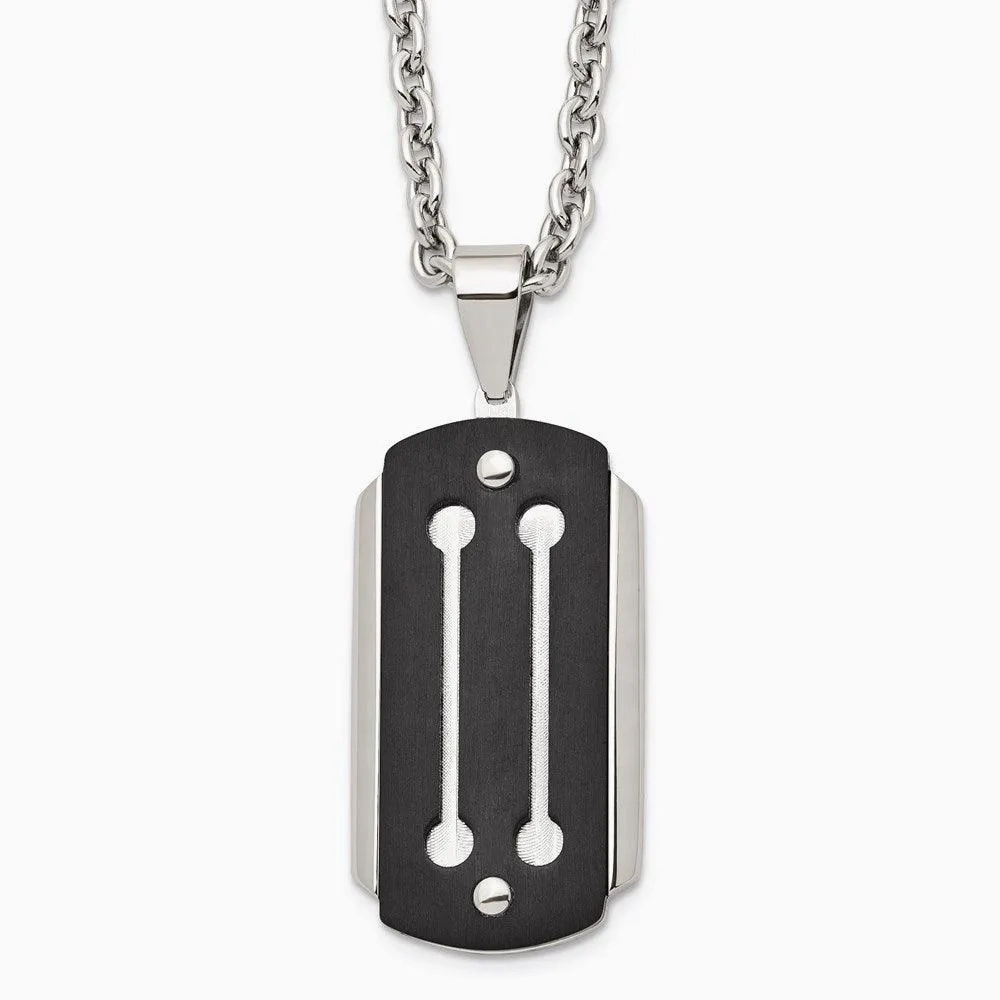 Stainless Steel Brushed and Polished Black IP-plated Necklace