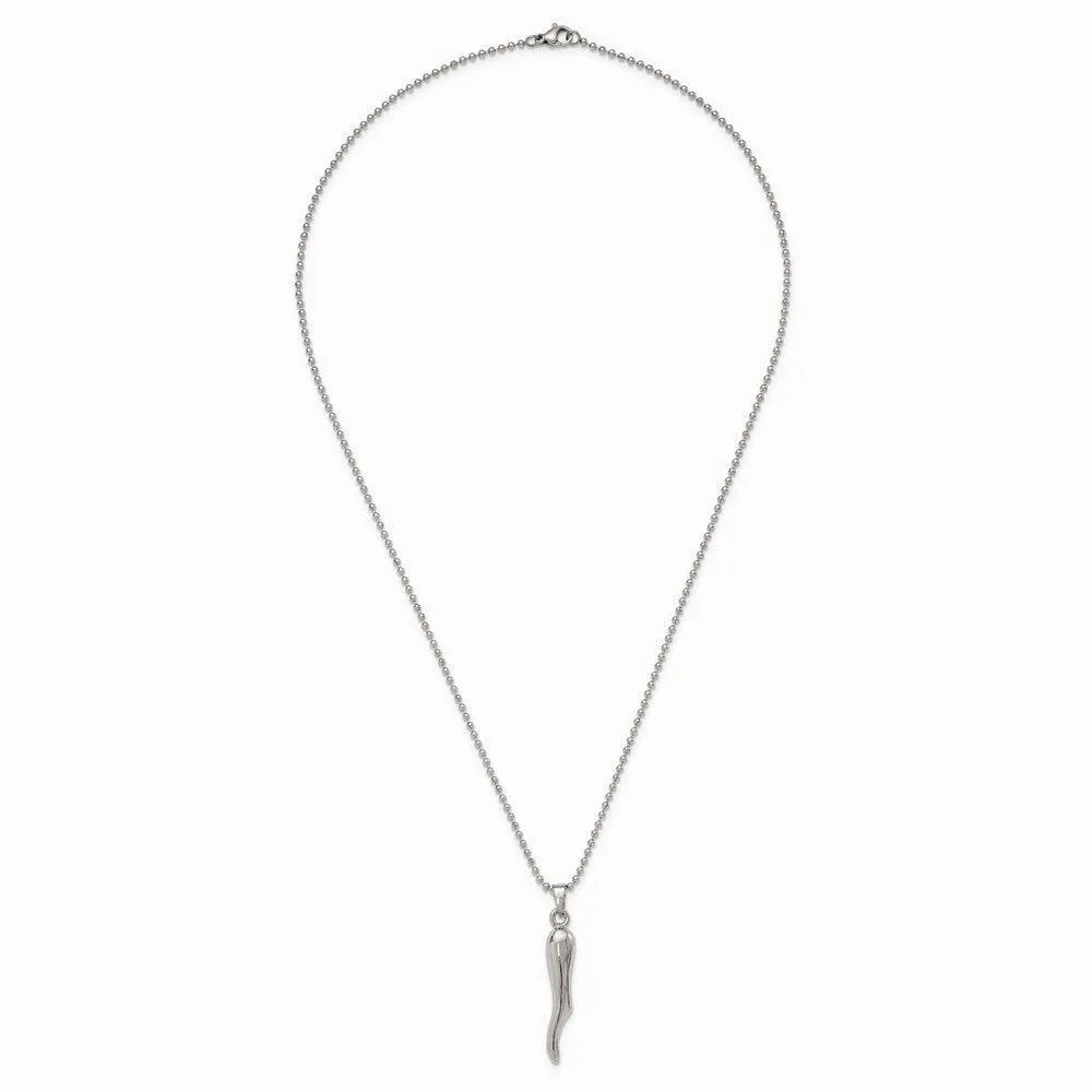 Stainless Steel Italian Horn Necklace