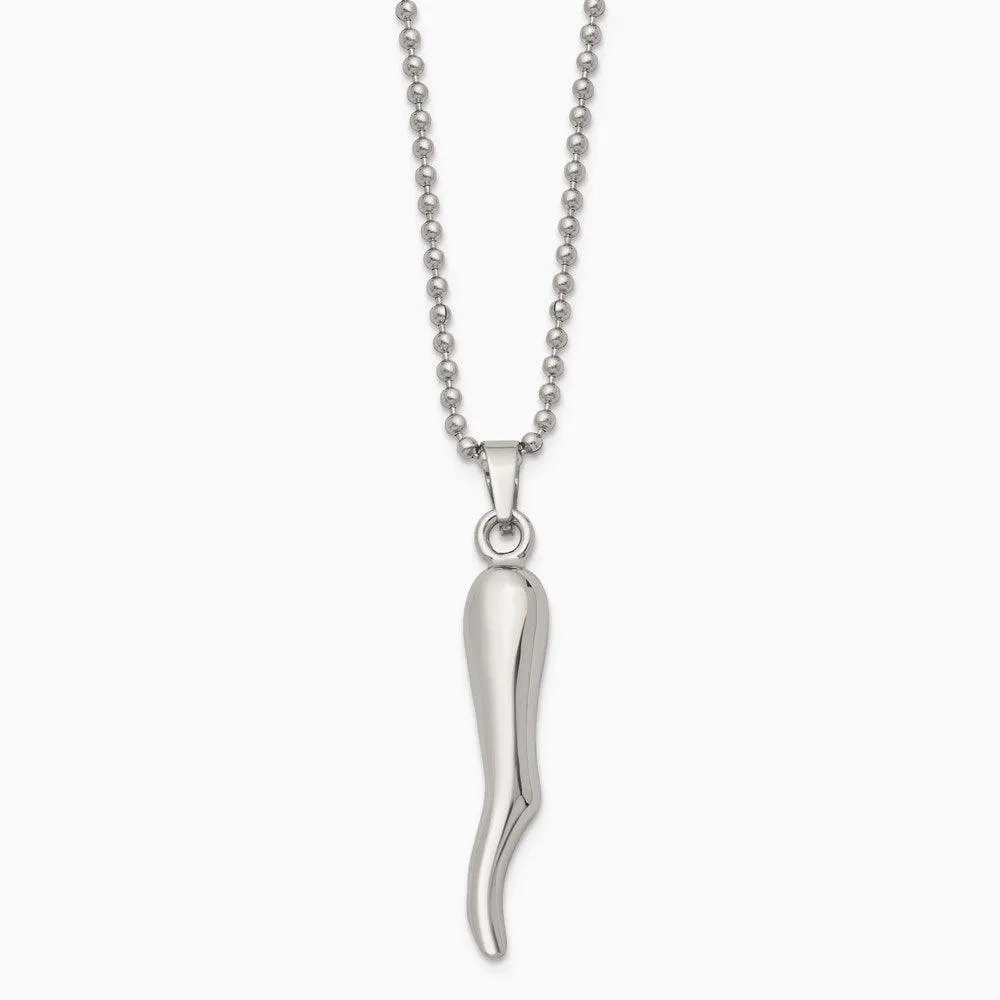Stainless Steel Italian Horn Necklace