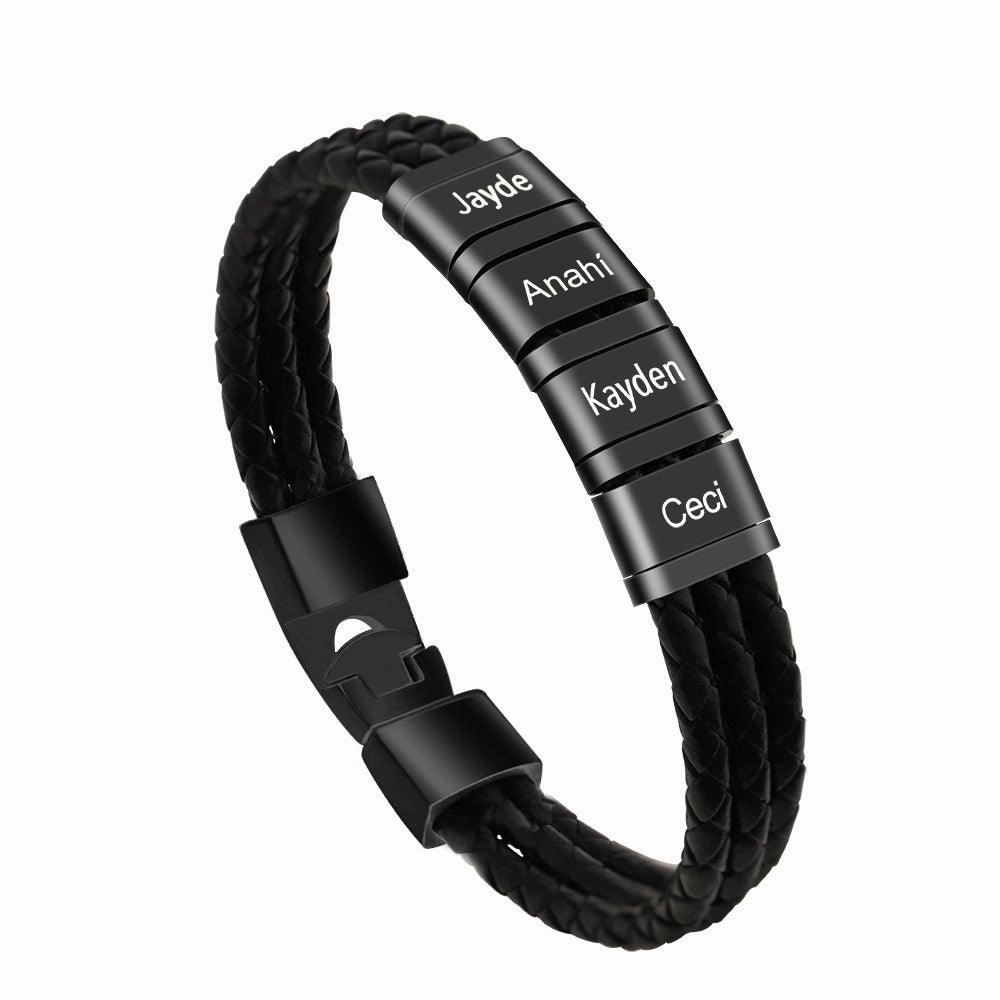 Stainless Steel Leather Woven Bracelet