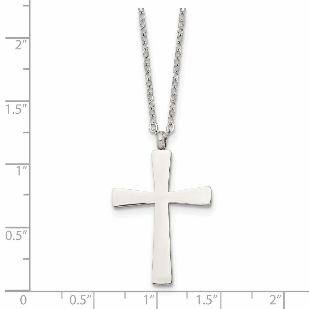 Stainless Steel Polished Cross 18in Necklace