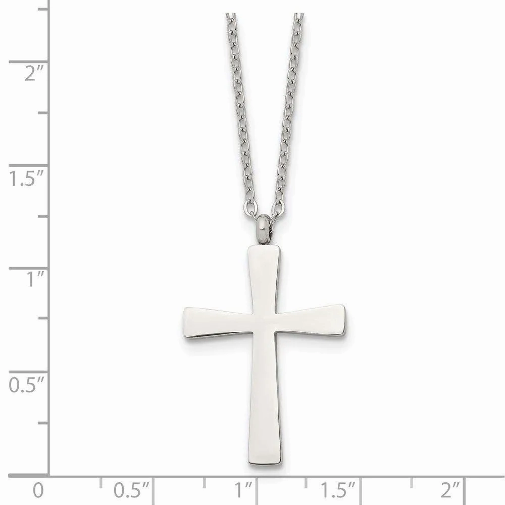 Stainless Steel Polished Cross 18in Necklace