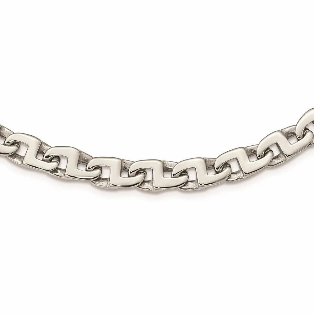 Stainless Steel Polished Fancy Squares Link Necklace