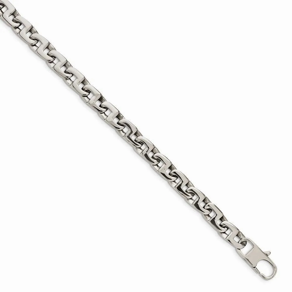 Stainless Steel Polished Fancy Squares Link Necklace
