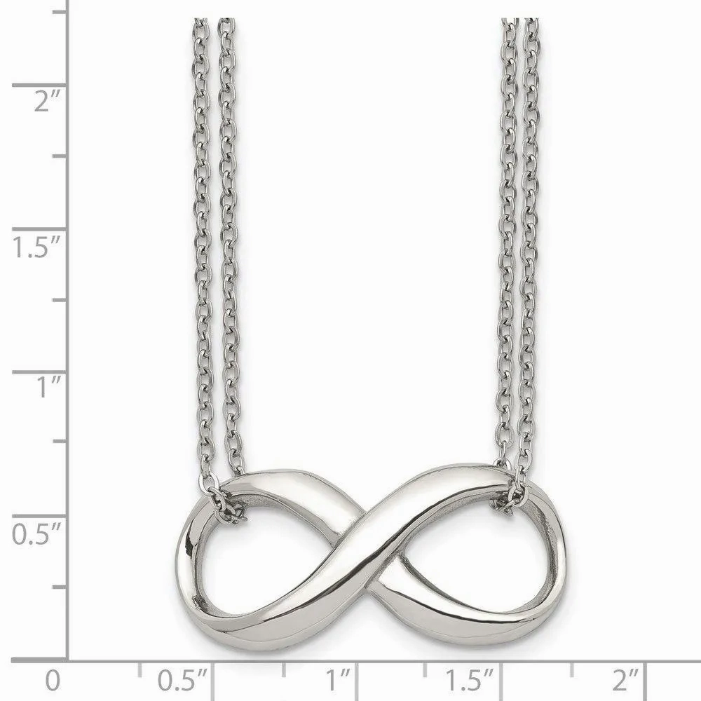 Stainless Steel Polished Two Strand Infinity Symbol Necklace