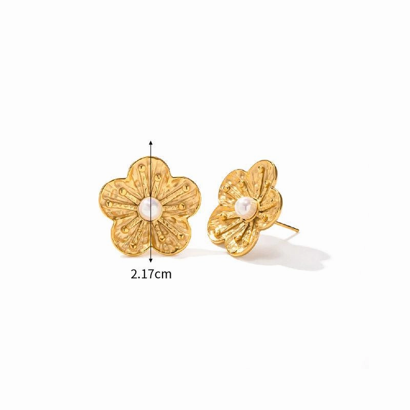 Stainless Steel Retro Flower Jewelry Set