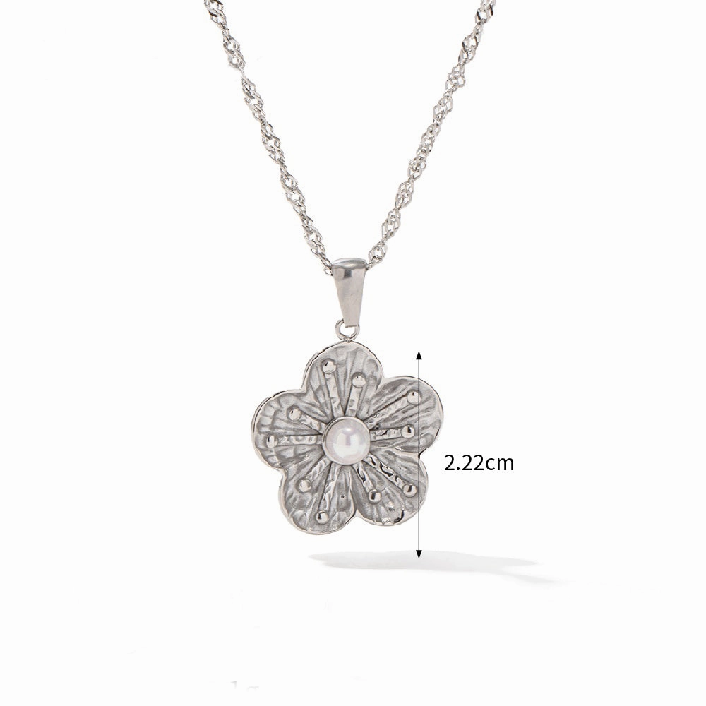 Stainless Steel Retro Flower Jewelry Set