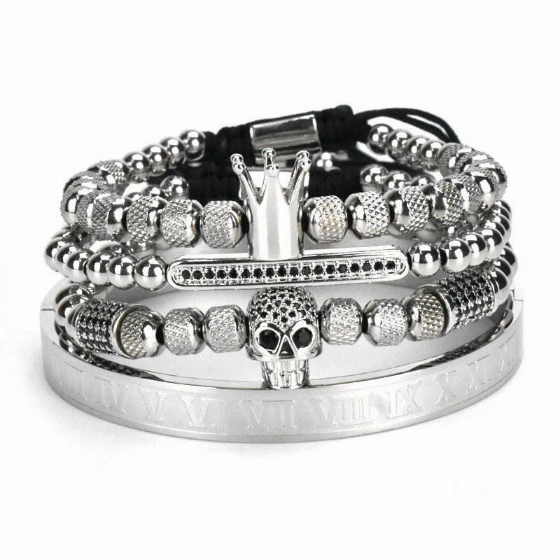Stainless Steel Skull Bracelet Set Four Pieces For Men