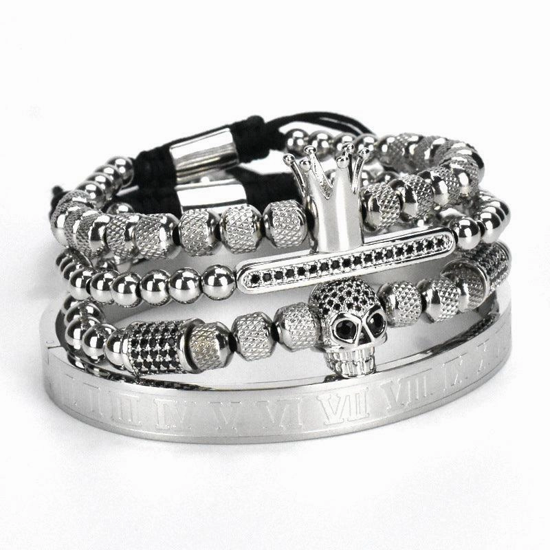 Stainless Steel Skull Bracelet Set Four Pieces For Men