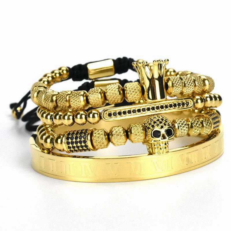 Stainless Steel Skull Bracelet Set Four Pieces For Men