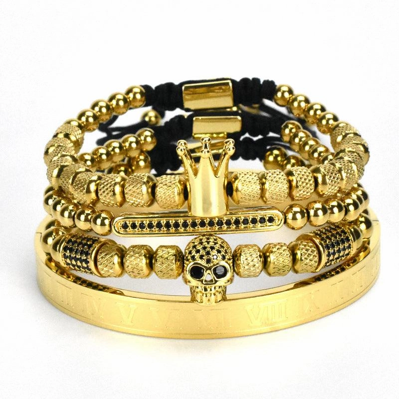 Stainless Steel Skull Bracelet Set Four Pieces For Men