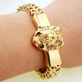 Stainless Steel Titanium Personality Twist Lion Head Bracelet 