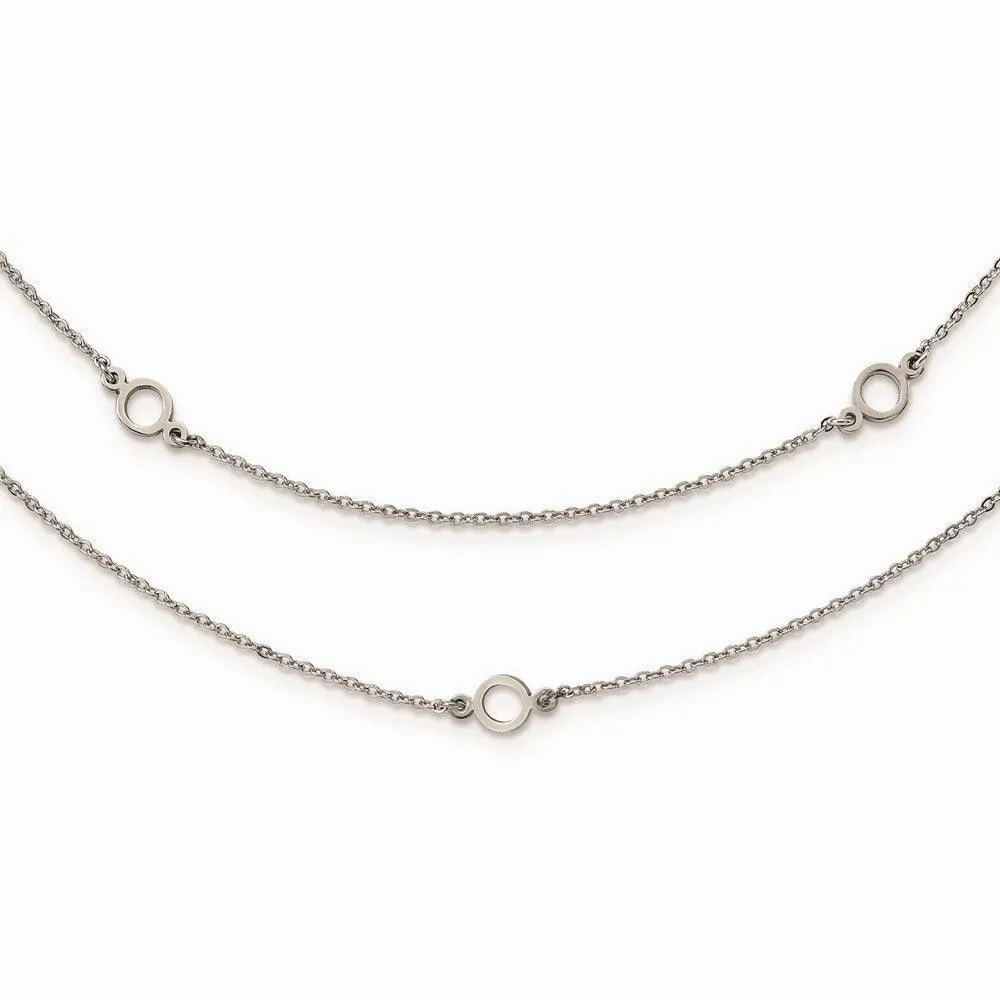 Stainless Steel Two Strand w/2in. Ext. Necklace