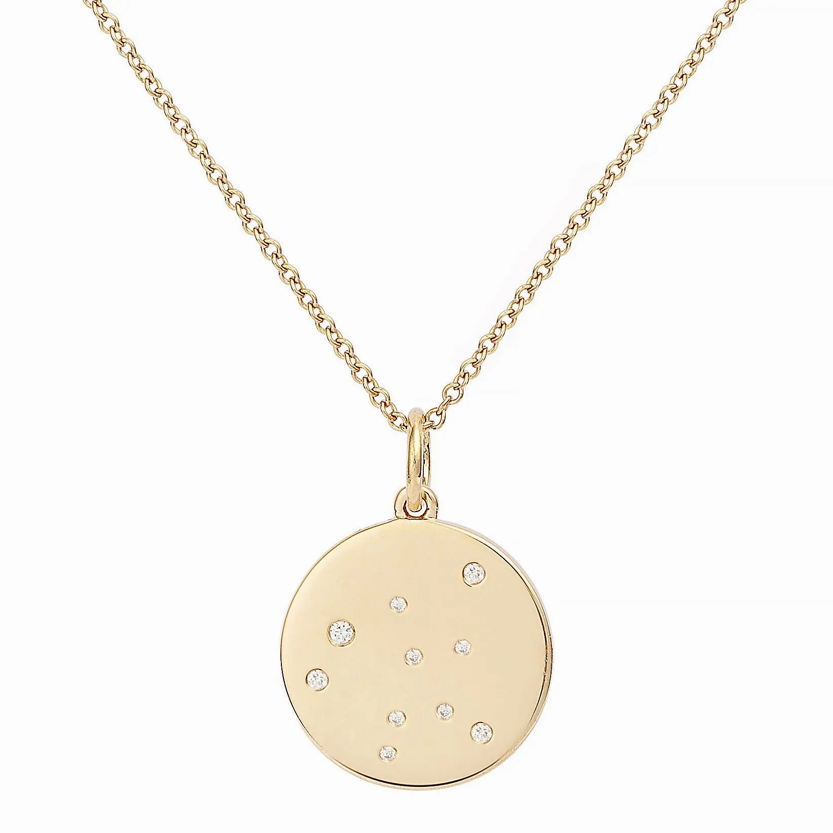 Star Badge Aquarius 18K Gold Necklace w. Diamonds
