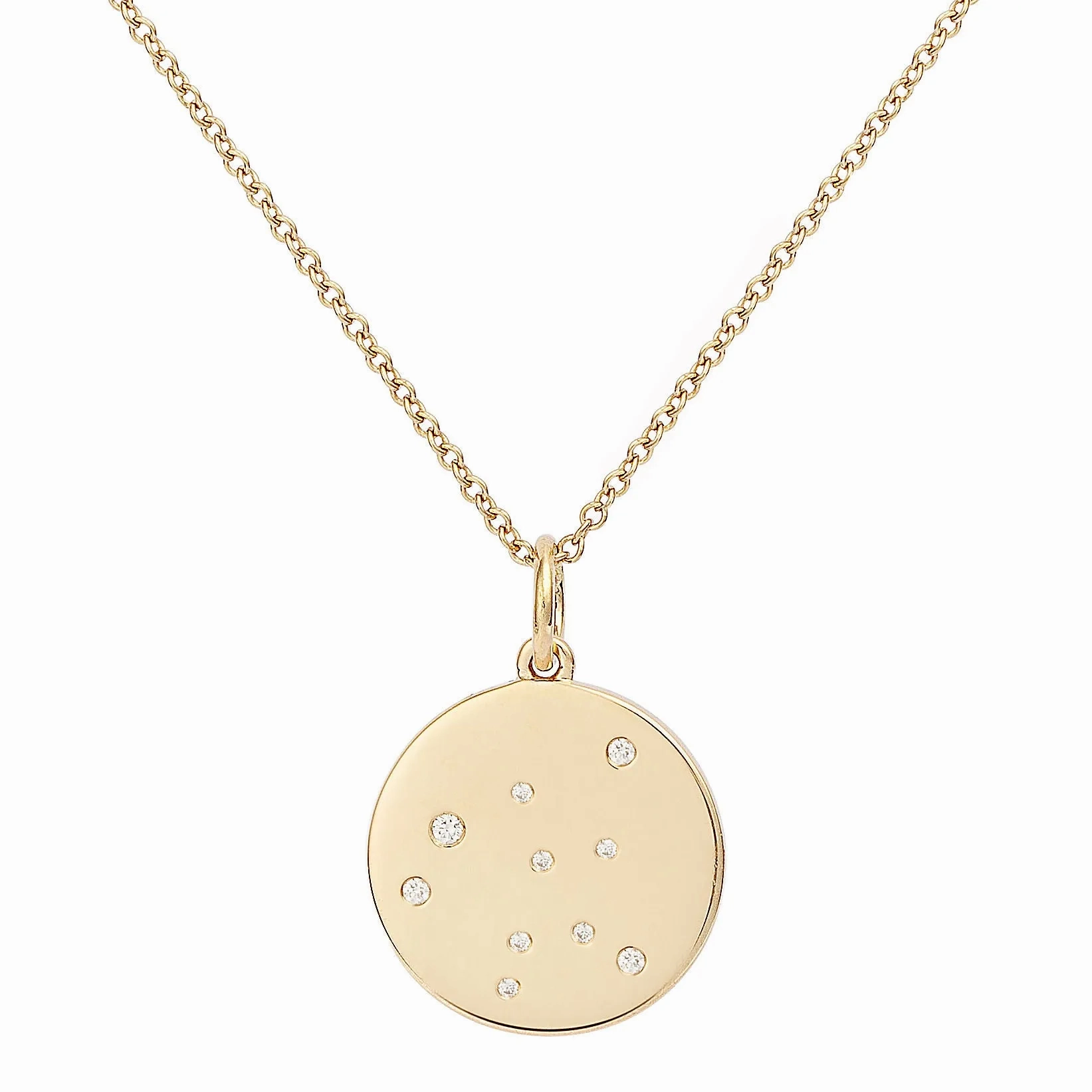 Star Badge Aquarius 18K Gold Necklace w. Diamonds