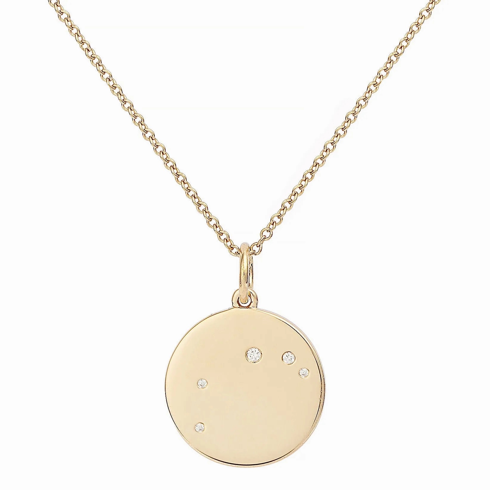 Star Badge Aries 18K Gold Necklace w. Diamonds