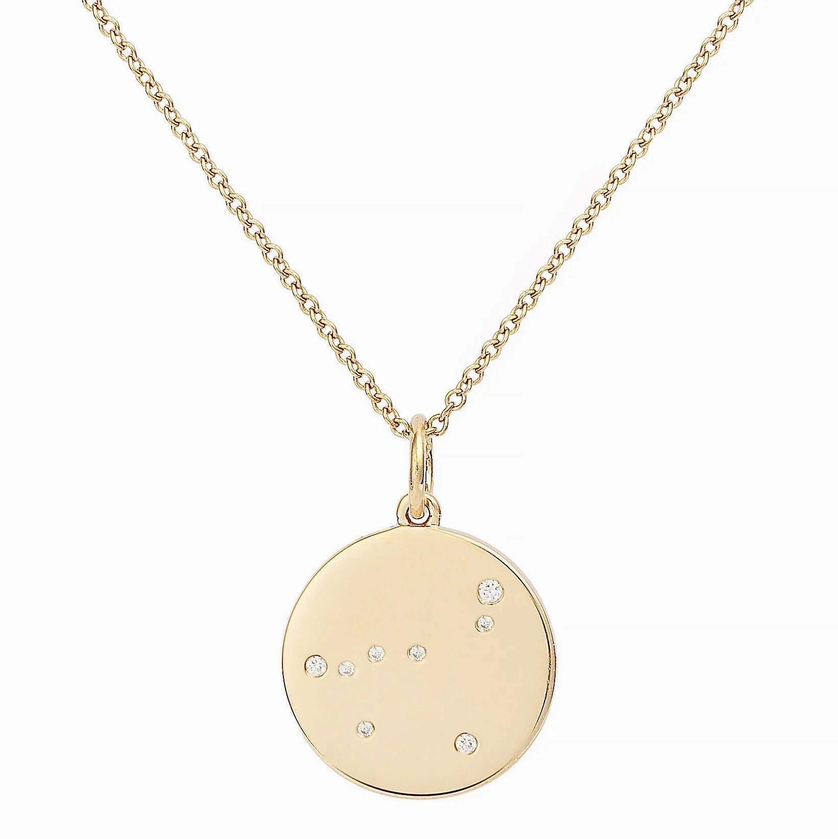 Star Badge Capricorn 18K Gold Necklace w. Diamonds