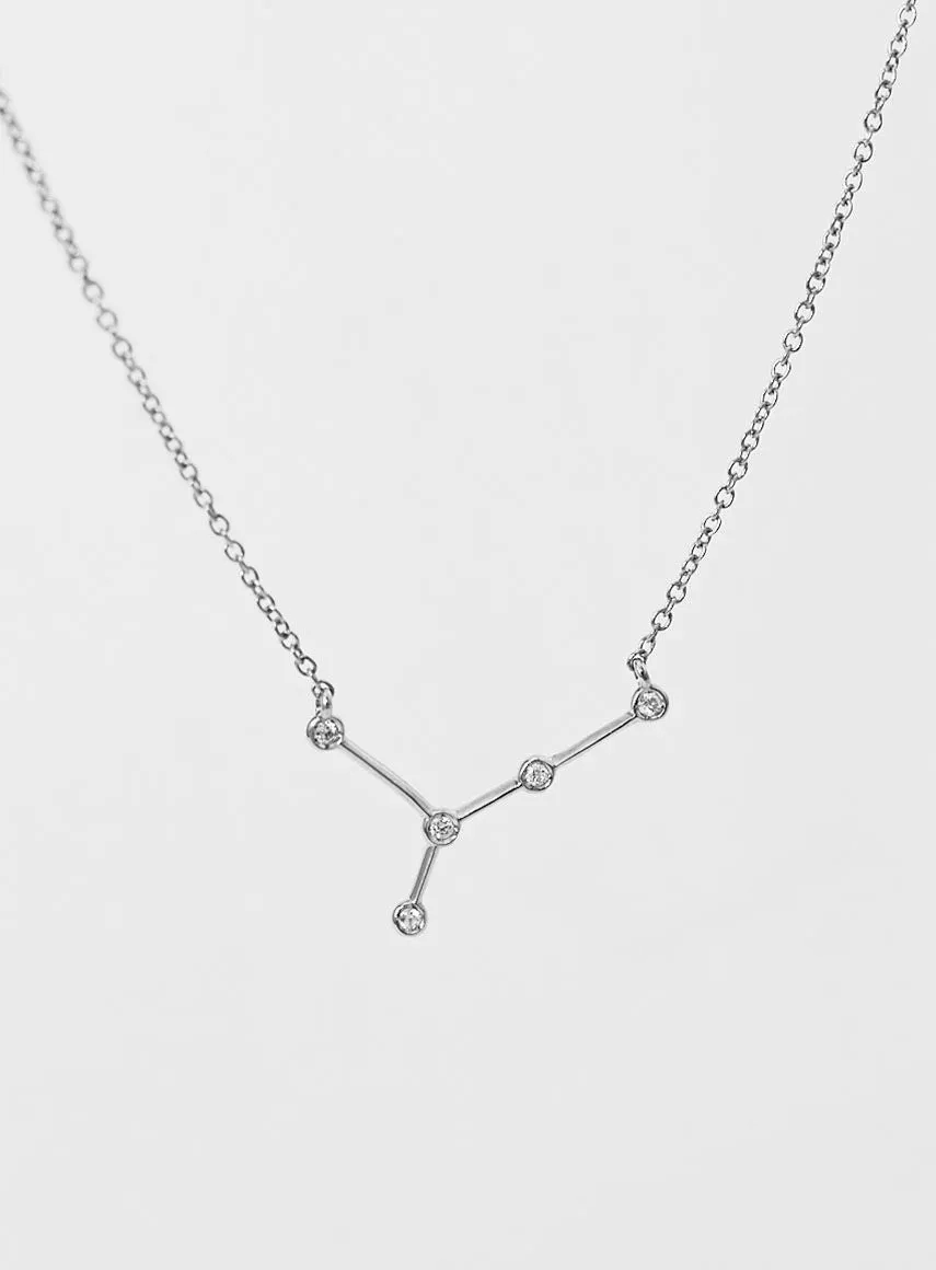 Star Sign Cancer 18K Whitegold Necklace w. Diamond