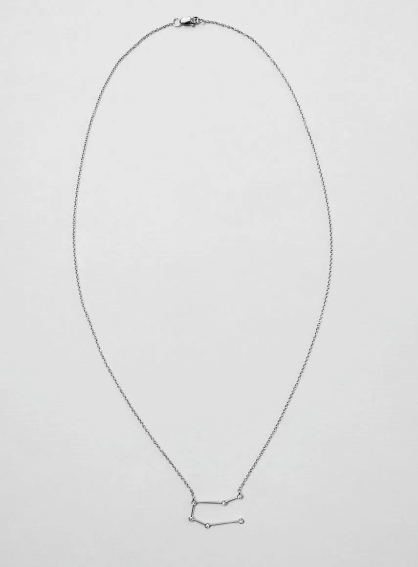 Star Sign Gemini 18K Whitegold Necklace w. Diamond