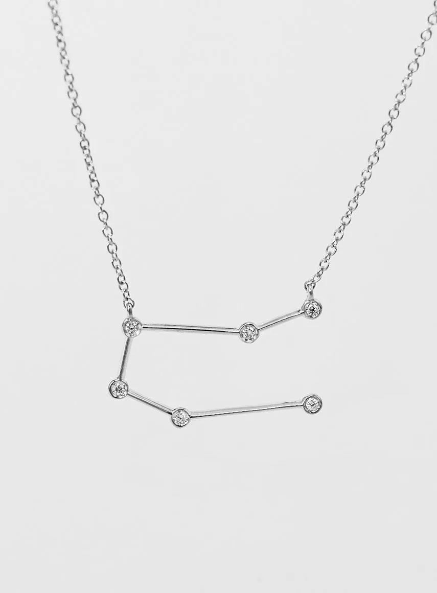 Star Sign Gemini 18K Whitegold Necklace w. Diamond
