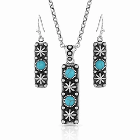 Starlight Starbrite Stone Turquoise Silver Jewelry Set texture-rose-gold  