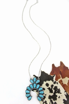 Steel Blue Stone Beaded Naja Necklace texture-rose-gold  