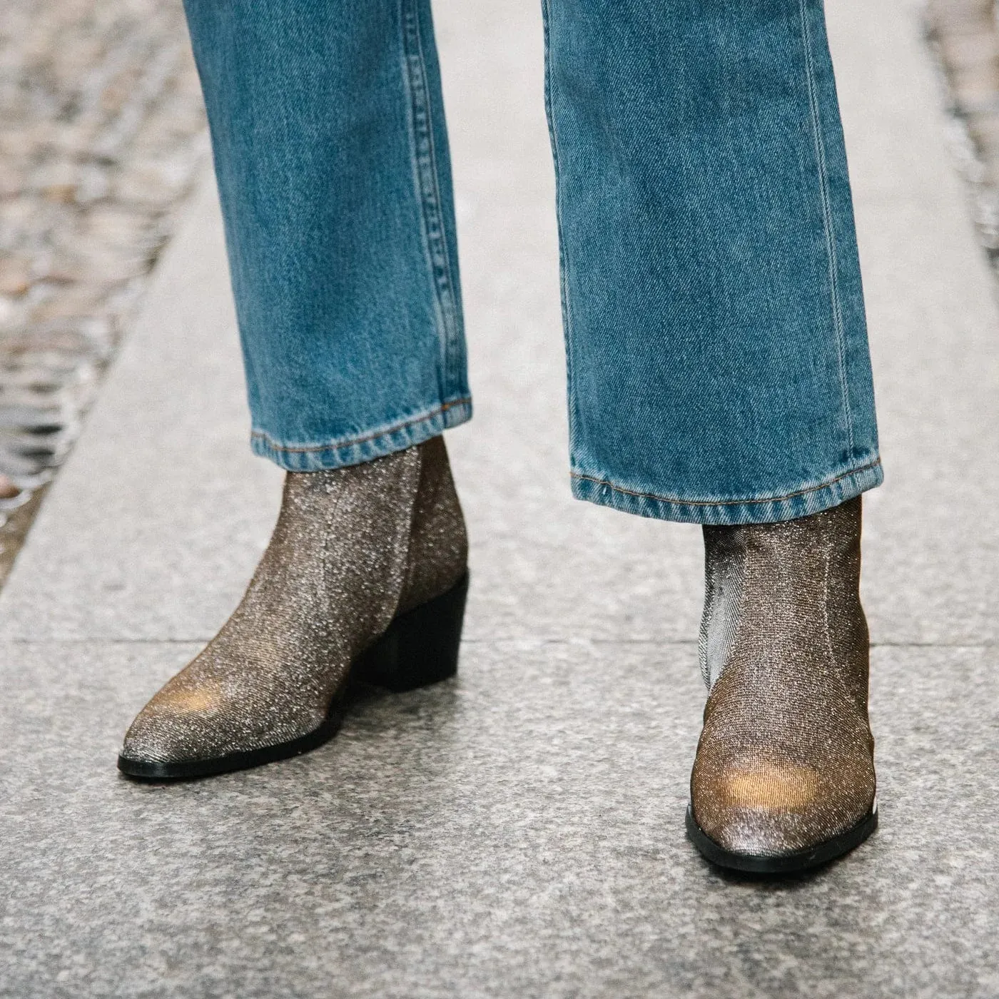 Steffy Veganes Leder Niedrige Absätze Vegane Stiefel | Metallisch