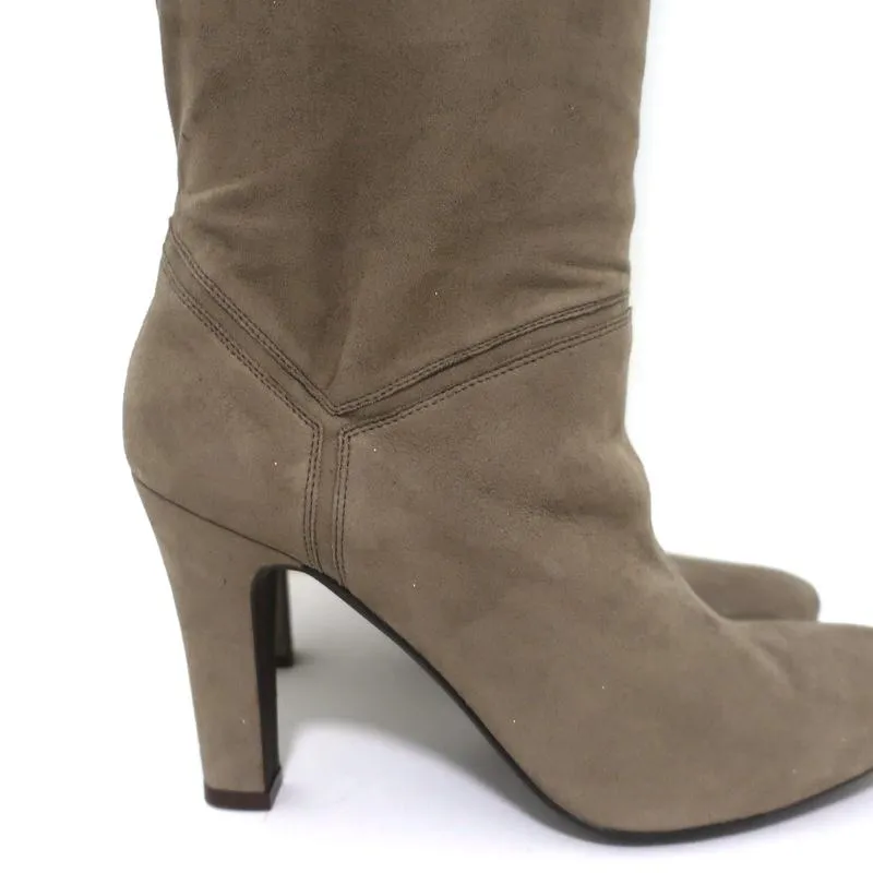 Stella McCartney Over-the-Knee-Stiefel Taupe Glitzer Kunstwildleder Größe 41 High Heel
