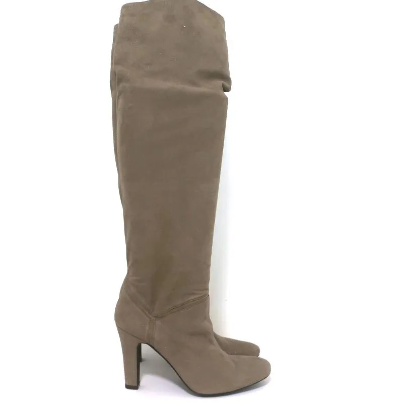 Stella McCartney Over-the-Knee-Stiefel Taupe Glitzer Kunstwildleder Größe 41 High Heel
