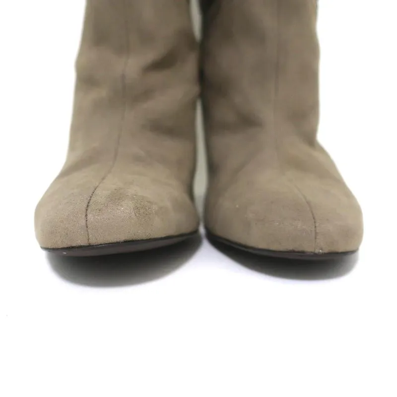 Stella McCartney Over-the-Knee-Stiefel Taupe Glitzer Kunstwildleder Größe 41 High Heel