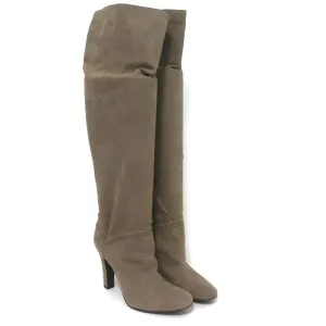 Stella McCartney Over-the-Knee-Stiefel Taupe Glitzer Kunstwildleder Größe 41 High Heel