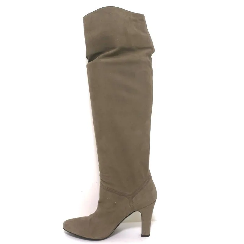 Stella McCartney Over-the-Knee-Stiefel Taupe Glitzer Kunstwildleder Größe 41 High Heel
