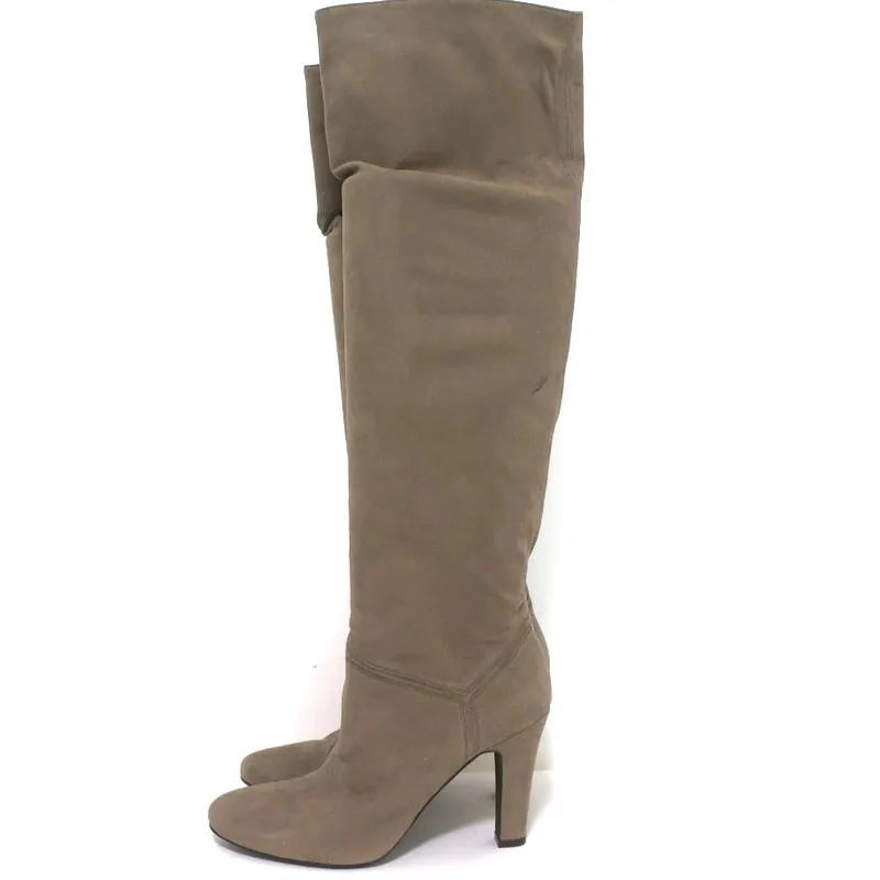 Stella McCartney Over-the-Knee-Stiefel Taupe Glitzer Kunstwildleder Größe 41 High Heel