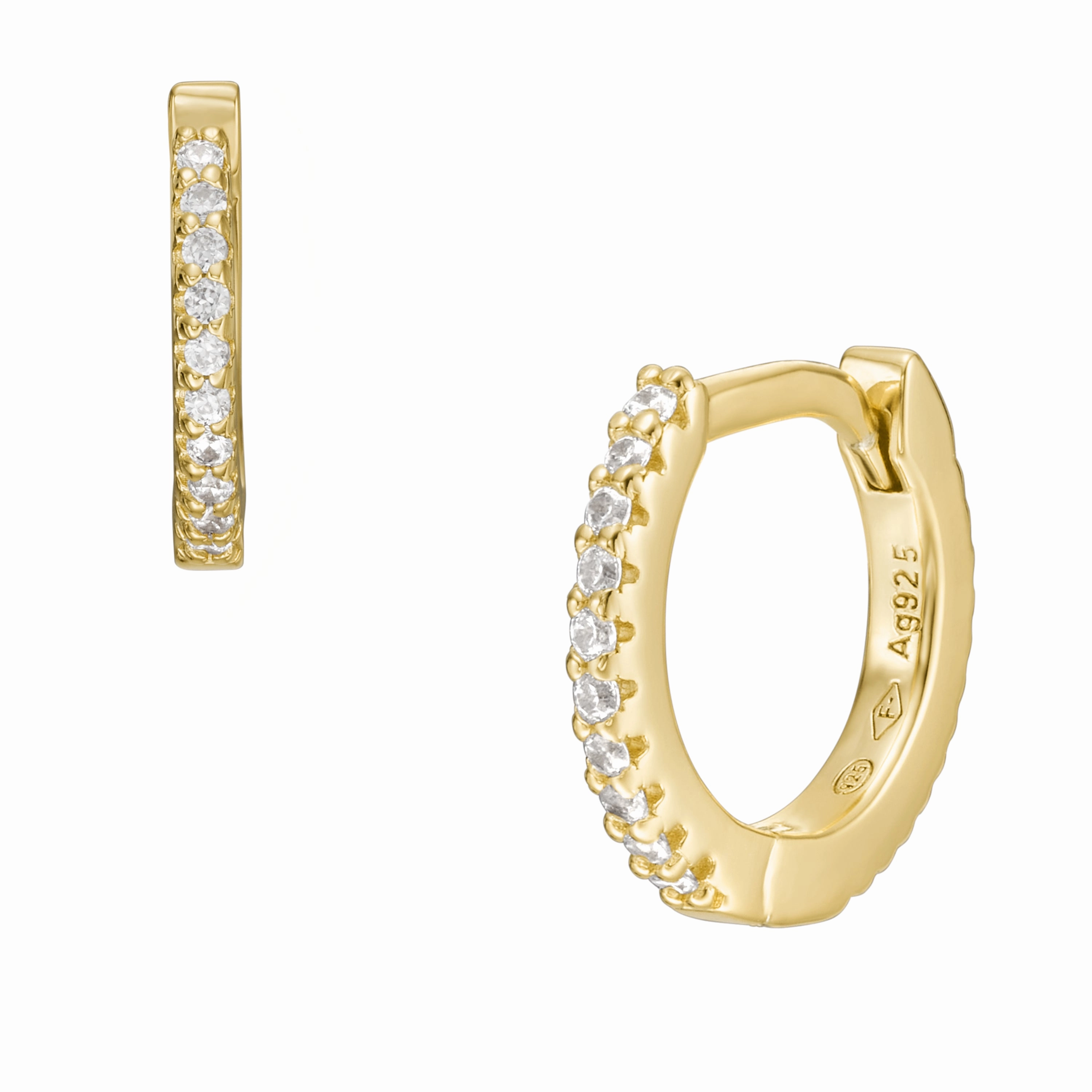 Sterling All Stacked Up Gold-Tone Sterling Silver Hoop Earrings