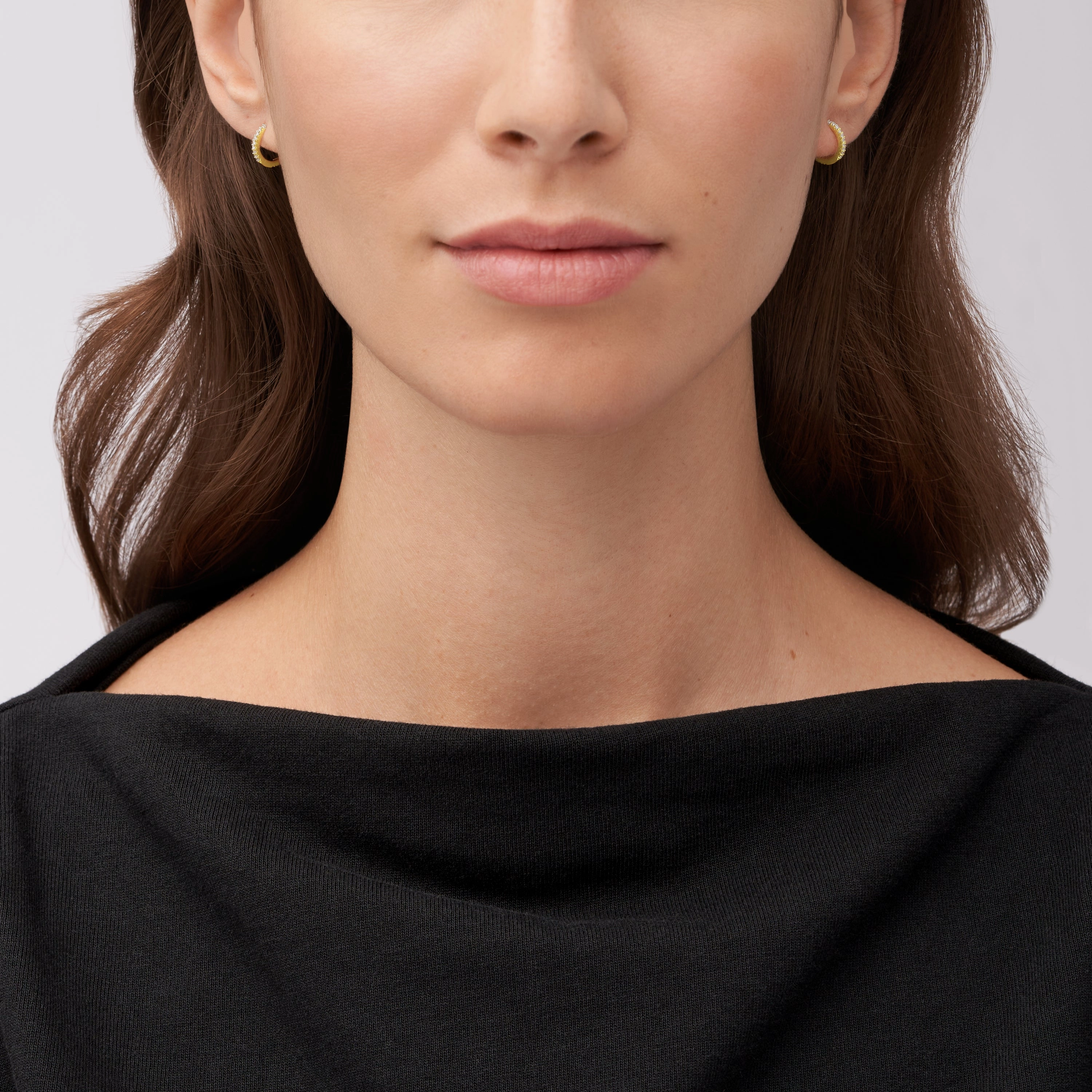 Sterling All Stacked Up Gold-Tone Sterling Silver Hoop Earrings