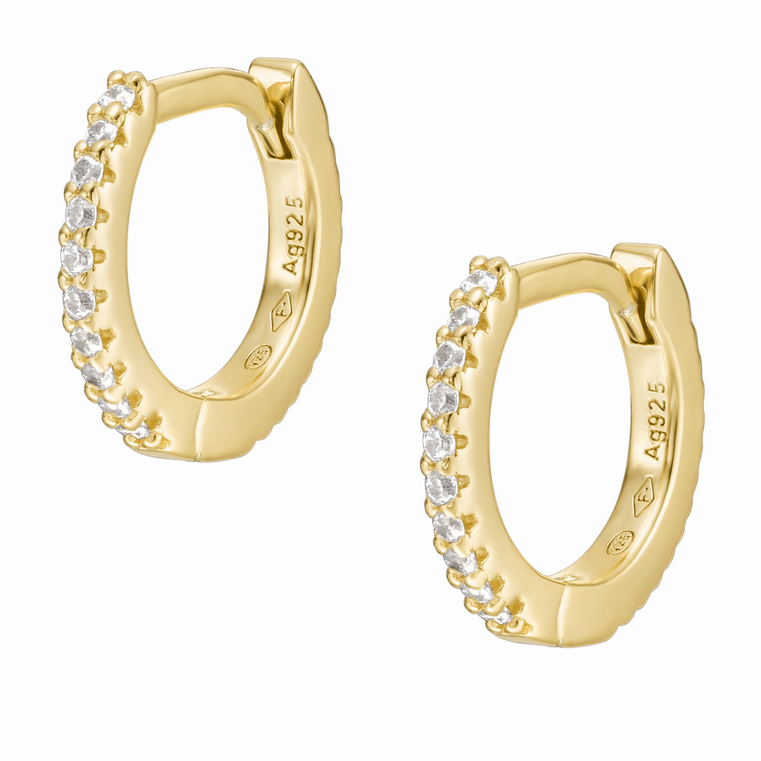 Sterling All Stacked Up Gold-Tone Sterling Silver Hoop Earrings