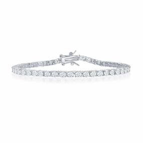Sterling Silver 3mm Prong-Set Round CZ Tennis Bracelet, 7.5" suit-set  