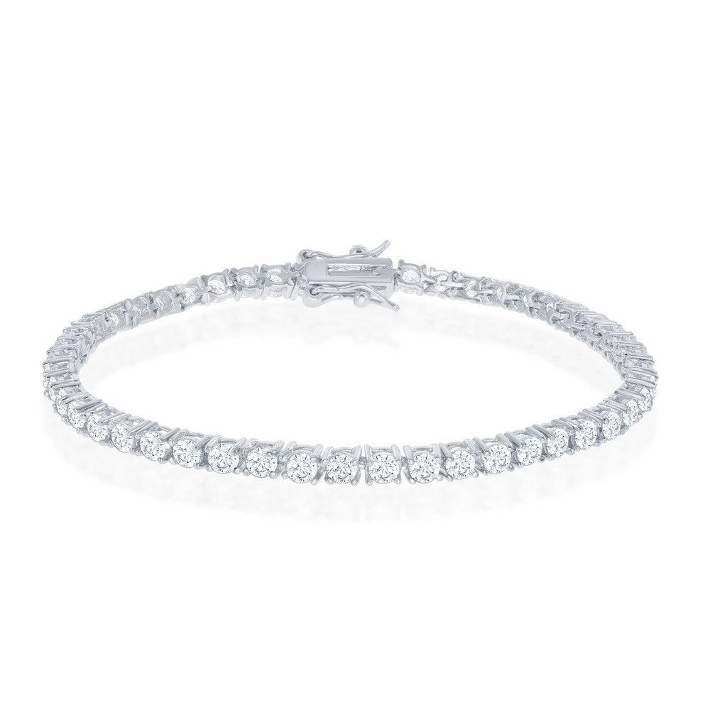 Sterling Silver 3mm Prong-Set Round CZ Tennis Bracelet, 7.5"