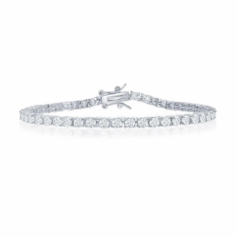 Sterling Silver 3mm Prong-Set Round CZ Tennis Bracelet, 7.5" suit-set  