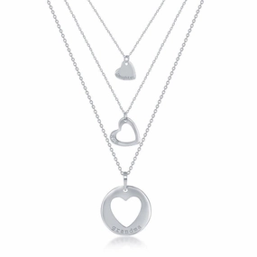 Sterling Silver 3PC Generation-Hearts Necklace Set - 18 2 Inch Grandma 16 2 Inch Mom; 14 2 Daughter suit-set  