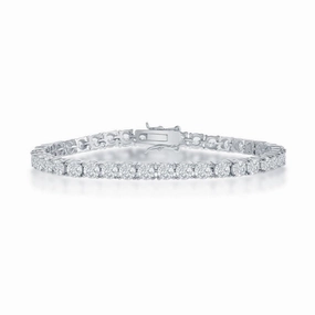 Sterling Silver 4mm Prong-Set Round CZ Tennis Bracelet, 7.5" suit-set  