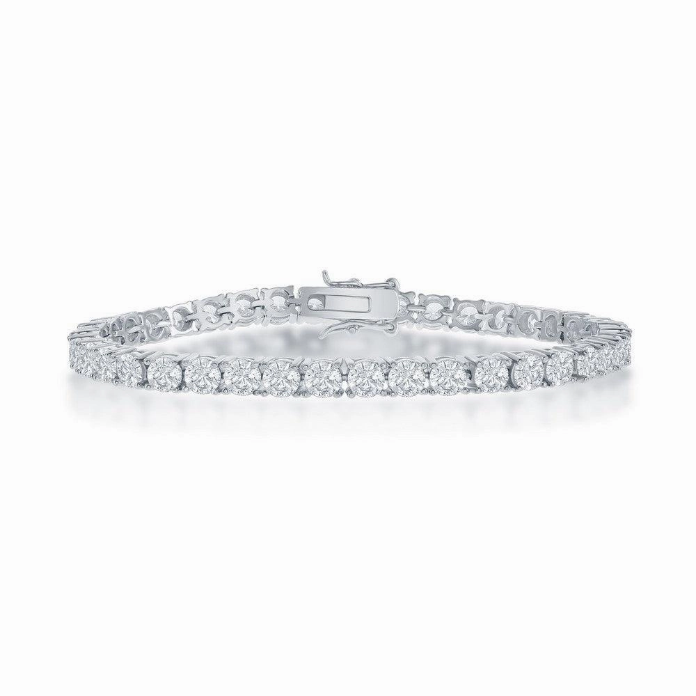 Sterling Silver 4mm Prong-Set Round CZ Tennis Bracelet, 7.5" suit-set  