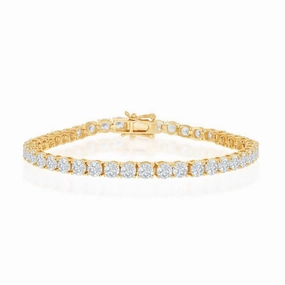 Sterling Silver 4mm Prong-Set Round CZ Tennis Bracelet - Gold Plated suit-set  