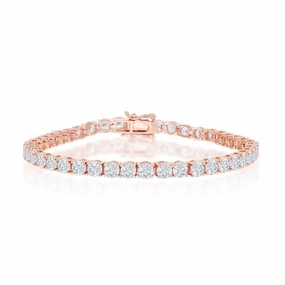 Sterling Silver 4mm Prong-Set Round CZ Tennis Bracelet - Rose Gold Plated suit-set  