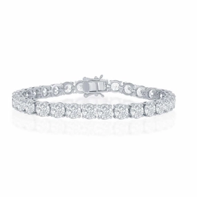 Sterling Silver 6mm Prong-Set Round CZ Tennis Bracelet, 7.5" suit-set  
