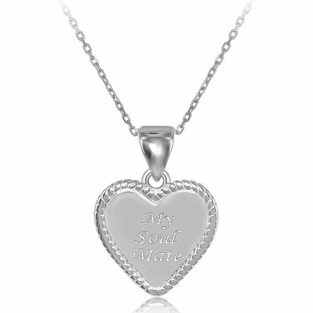 Sterling Silver &quot;My Soul Mate Heart&quot; Pendant Chain