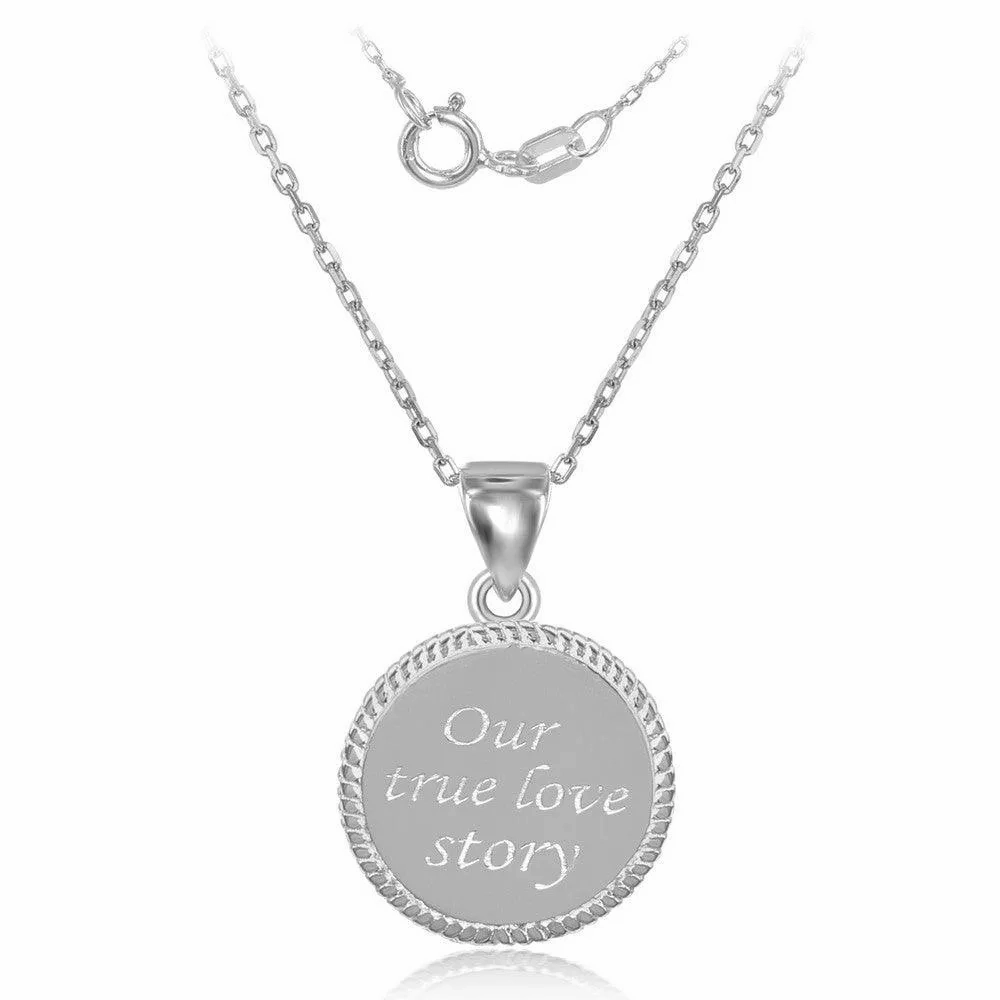 Sterling Silver &quot;Our True Love Story&quot; Pendant Chain