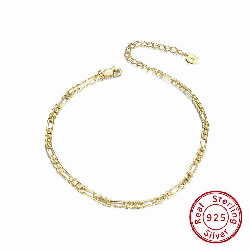 Sterling Silver Anklet Car Flower Chain