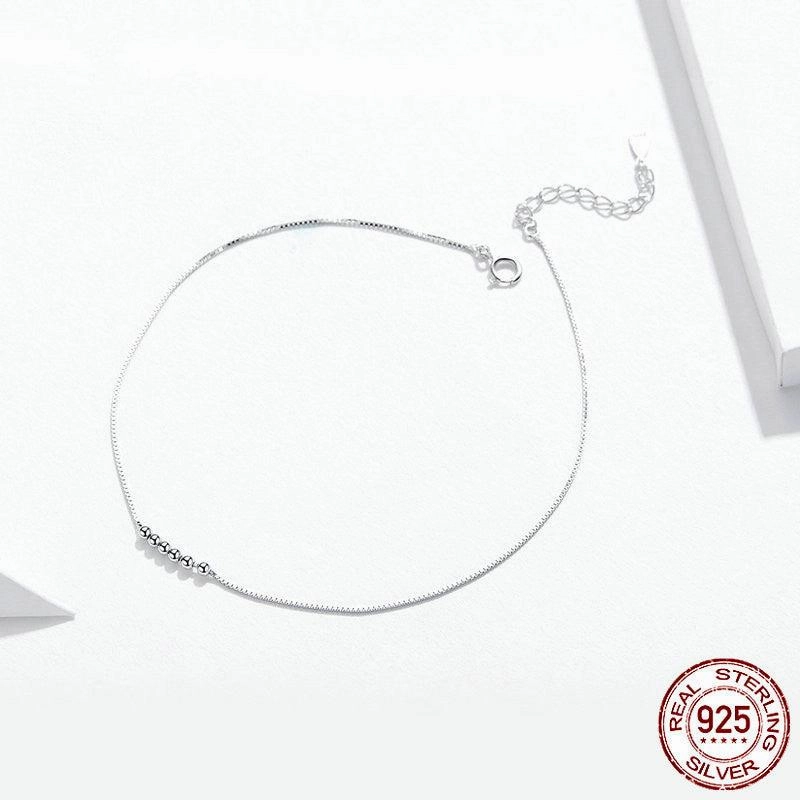 Sterling Silver Anklet Platinum Plated Simple Fashion